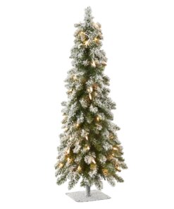 3 ft. Pre-Lit Snowy Downswept Forest Tree with Clear Lights, Plug-In