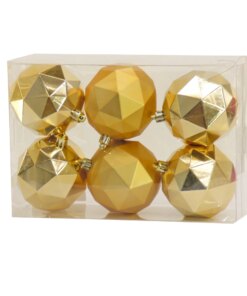 3 in. Gold Christmas Ball Shatterproof Geometric Bauble Ornament Set