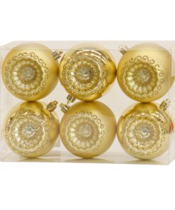 3 in. Gold Christmas Ball Shatterproof Glittering Bauble Ornament Set