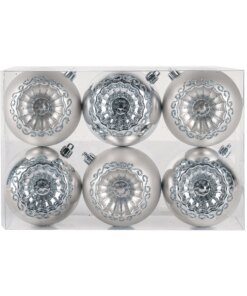 3 in. Silver Christmas Ball Shatterproof Glittering Bauble Ornament Set