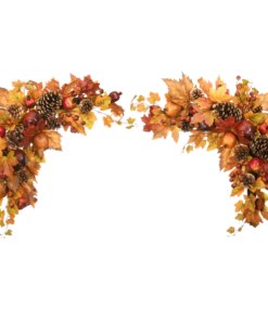 30 in. 2-Piece Fall Door Corners with Maple Leaves, Pine Cones, Pomegranates, Berry Clusters