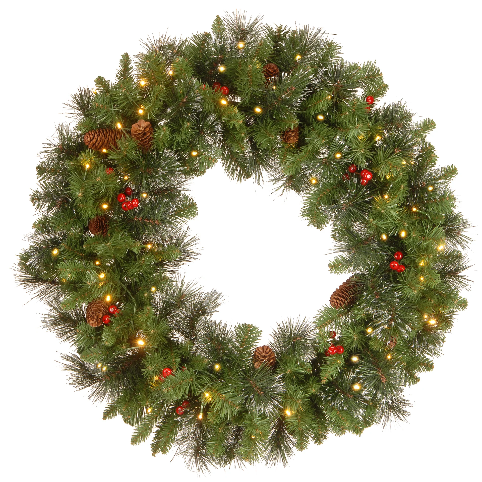 30 in. Pre-Lit Crestwood Spruce Wreath with Twinkly LED Lights, Plug-In