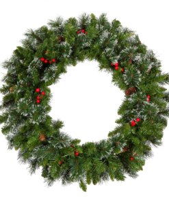 30 in. Pre-Lit Crestwood Spruce Wreath with Warm White LED Lights, Plug-In