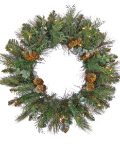 30 in. Pre-Lit North Conway Wreath with Warm White LED Lights