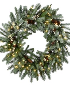 30 in. Pre-Lit Snowy Morgan Spruce Wreath with Twinkly LED Lights, Plug-In