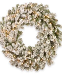 30 in. Pre-Lit Snowy Sheffield Spruce Wreath with Twinkly LED Lights, Plug-In