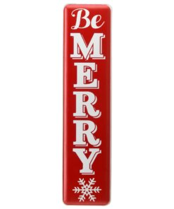 31 in. Be Merry Holiday Wall Sign with red background and white lettering