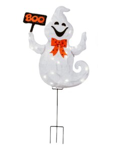 31 in. Halloween Pre-Lit Boo Ghost Lawn Decoration with LED Lights