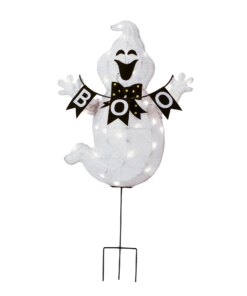 32 in. Halloween Pre-Lit Boo Ghost Lawn Decoration with LED Lights