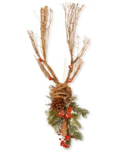 35 in. Christmas Deer Decoration featuring natural wood vines and twigs