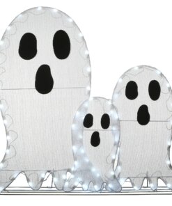 36 in. Halloween Pre-Lit Ghost Trio Outdoor Decoration with LED Lights, Plug-In