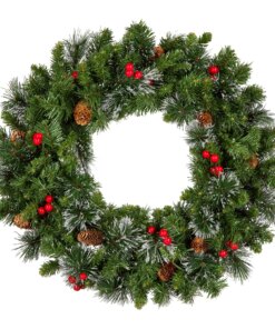36 in. Pre-Lit Crestwood Spruce Wreath with Clear Lights, Plug-In
