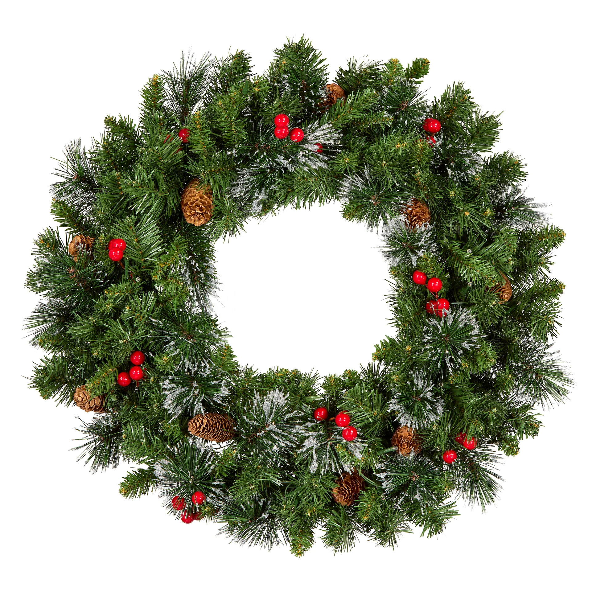 36 in. Pre-Lit Crestwood Spruce Wreath with Clear Lights, Plug-In