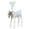 36 in. Pre-Lit Glittered Fawn, Plug-In with silver bow and gold ornaments