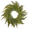 36 in. Spring Wreath with Fern Leaves and Flowing Green Stems