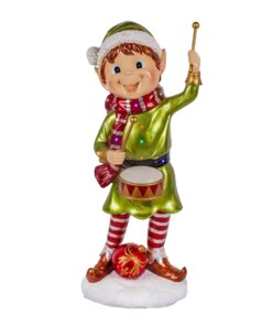 37 in. Drumming Pixie Elf with Multicolor Lights, Plug-In