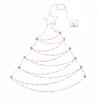 37 in. Pre-Lit Artificial Silver Christmas Tree, Hanging Metal Wire Decoration with Warm White LED Lights