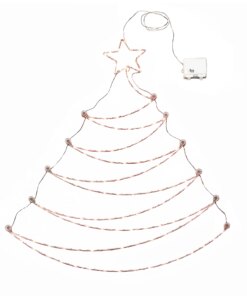 37 in. Pre-Lit Artificial Silver Christmas Tree, Hanging Metal Wire Decoration with Warm White LED Lights