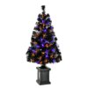 4 ft. Halloween Pre Lit Black Tree Decoration with Fiber Optic, LED Lights