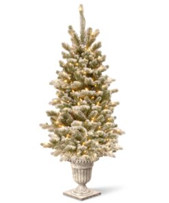 4 ft. Pre-Lit Snowy Sheffield Spruce Tree with Twinkly LED Lights, Plug-In