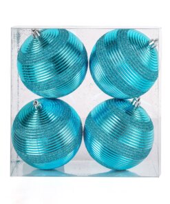 4-Piece Shatterproof Swirling Blue Ornaments