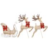 42 in. Glittered Mesh Fabric Deer with 27 in. Sleigh and Lights, Plug-In