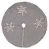 42 in Snowflake Tree Skirt featuring a silver gray color and intricate snowflake design