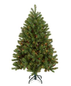 4.5 ft. Pre-Lit Downswept Douglas Fir Hinged Tree with Multicolor Lights, Plug-In
