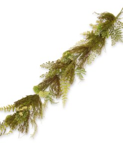 45 in. Spring Garland with Fern Leaves, Lavender, Leafy Greens