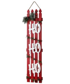 47 in. Ho Ho Ho Wall Sign with red picket fence design and white lettering