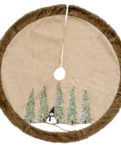 48 in. Alpine Collection Snowman and Pines Tree Skirt