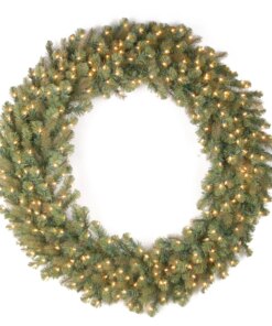 48 in. Pre-Lit Downswept Douglas Wreath with Warm White LED Lights