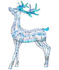 48 in. Pre Lit Iridescent Reindeer Decoration with Cool White LED Lights, Plug-In