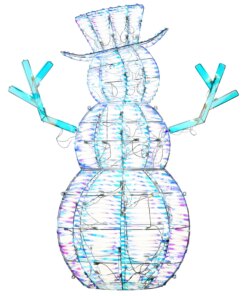 48 in. Pre Lit Iridescent Snowman Decoration with Cool White LED Lights, Plug-In