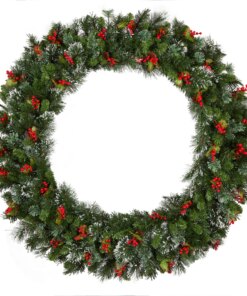 48 in. Pre-Lit Wintry Pine Wreath with Clear Lights, Plug-In