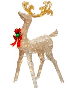 48 in. Reindeer Decoration with White LED Lights, Plug-In