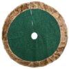 48 in. Rural Homestead Collection Quilted Tree Skirt with velvety green center and faux fur border