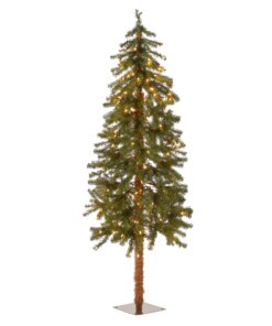 5 ft. Pre-Lit Hickory Cedar Bark Tree with Clear Lights, Plug-In