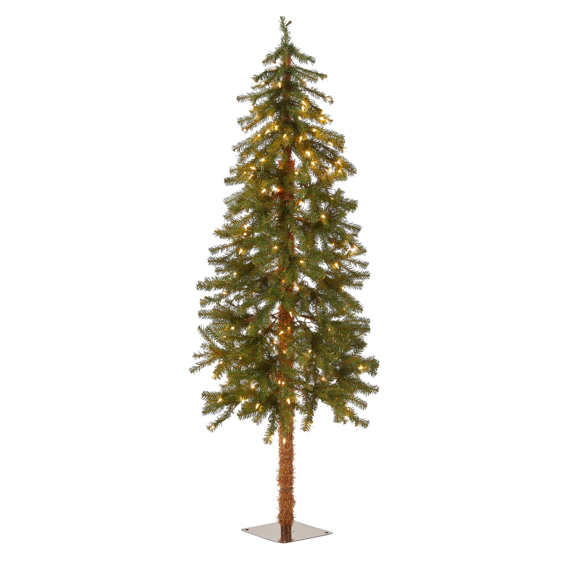 5 ft. Pre-Lit Hickory Cedar Bark Tree with Clear Lights, Plug-In