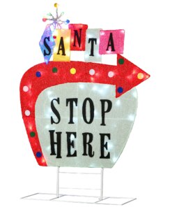 50 in. Pre-Lit Vintage Vegas Santa Sign, Plug-In