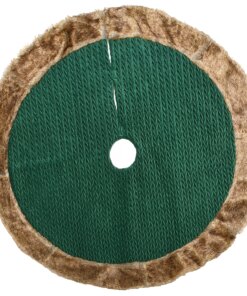 52 in. Rural Homestead Collection Quilted Tree Skirt with velvety green center and faux fur border