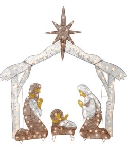 55 in. Crystal Splendor Prelit Nativity Set, Plug-In featuring Mary, Joseph, and baby Jesus