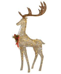 55 in. Pre-lit Crystal Champagne Standing Buck, Plug-In