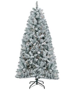 6 ft. Pre-Lit Acacia Flocked Tree with Clear Lights, Plug-In