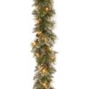 6 ft. Pre-Lit Glittery Bristle Pine Garland with LED Lights