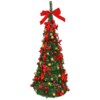 6 ft. Pre-Lit Party Pop-Up Tree with warm white LED lights and red bow
