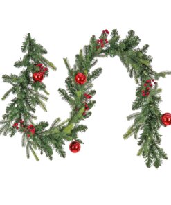 6 ft. Pre-Lit Scotch Creek Fir Garland with red berries and LED lights