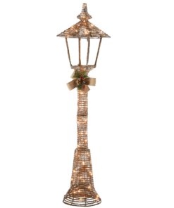 60 in. Champagne Vine Lamppost Decoration with Clear Lights, Plug-In