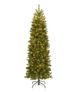 6.5 ft. Pre-Lit Downswept Douglas Fir Pencil Slim Hinged Tree with Clear Lights, Plug-In