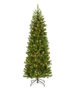 6.5 ft. Pre-Lit Downswept Douglas Fir Pencil Slim Hinged Tree with Dual Color LED Lights